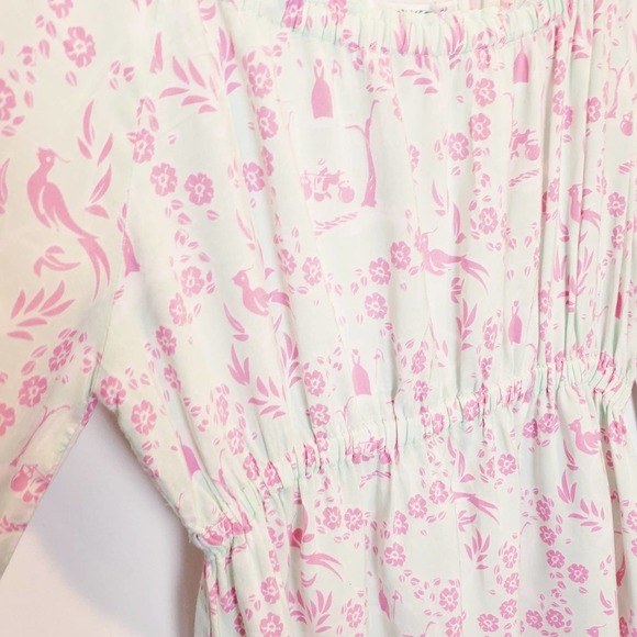 Angela Moore Pale Turquoise and Pink Carly Dress Long‎ Butterfly Sleeves Size S - Picture 5 of 10